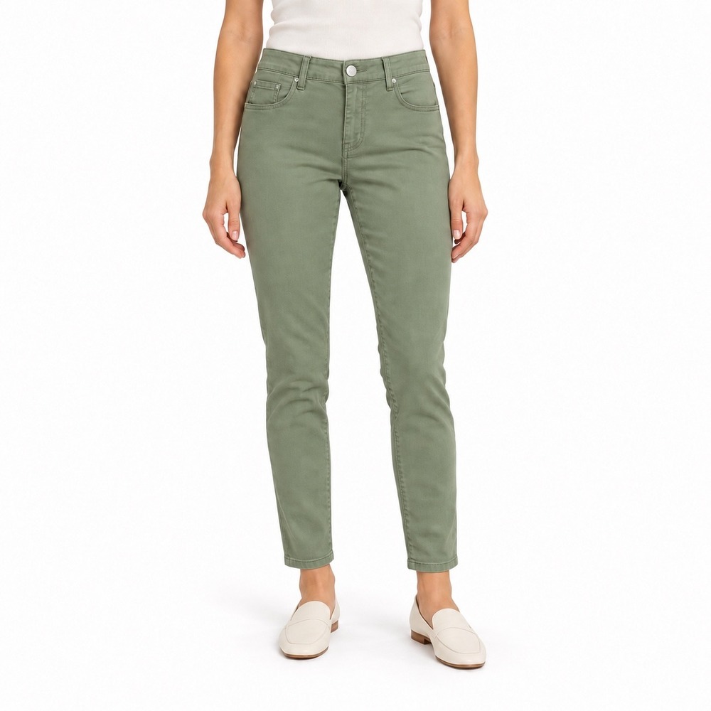 Democracy Absolution Size 6 Slim Leg Green Stretch Denim Jeans Uncuffed Cuffed